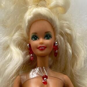1993 Barbie Happy Holidays Blonde Green Eyes Special Edition Nude B14